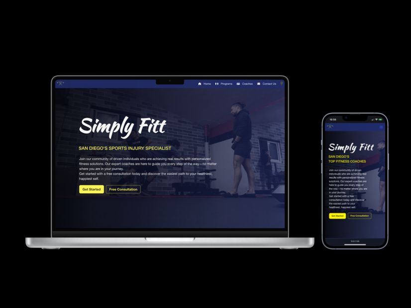 Simply Fitt website mockup on a laptop and phone